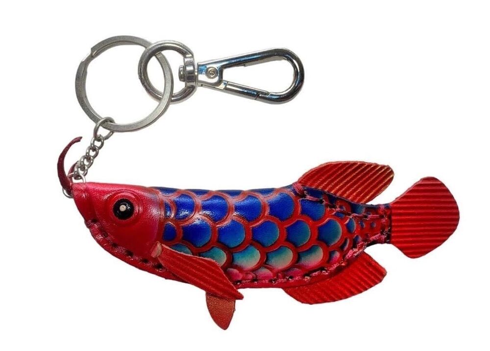 3558 Handmade Leather Arowana Fish Keychain,Keychain Leather, Keychain
